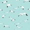 Seamless pattern flying seagull on blue background, vector