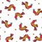 Seamless pattern with folk birds