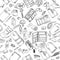seamless pattern food and refrigerators doodle