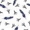 Seamless pattern with footprint of a bird and bird feathers. Vector seamless background with a pattern of traces of bird