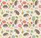 Seamless pattern forest with hedgehogs