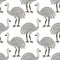 Seamless pattern in the form of cute ostriches. Funny hand-drawn animals. Creative children's background in