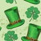 Seamless pattern four leaf clover, luck, or St.