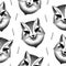 Seamless pattern with fox face. sly fox smiles. handmade illustration. Liar, dodger, mischievous, hoaxer. archetype in