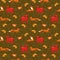 Seamless pattern with fox, squirrels, deer and flo