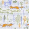 Seamless pattern with foxes and hares