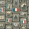 Seamless pattern with french postage stamps