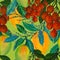 Seamless pattern with fresh bright exotic mango rambutan Summer fruits Organic botanical illustration for textile fabric texture