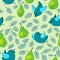 Seamless pattern with fresh green pears. Harvesting background w