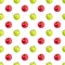 Seamless pattern fresh red and green apples on white background isolated, bright shiny apple repeating ornament, fruits backdrop