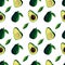 Seamless pattern with fresh ripe avocado vegetable on white background. Watercolor marker hand drawn illustration in realistic.