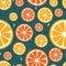 Seamless pattern fresh slice orange in pastel blue background