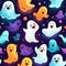 Seamless pattern Friendly Ghosts group of playful colorful cute ghosts ,Generative AI tools