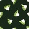 Seamless pattern frisee salad on dark green background. Modern ornament with lettuce