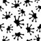 The seamless pattern with frog s footprints. Black frog s footprint isolated on the white background.