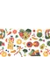 Seamless Pattern with Fruits And Vegetables In Shape Of Scales, Water Bottle, Shoe, Heart, Bicycle, Running Sportsman