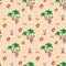 Seamless pattern with fun hippos on vacation