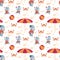 Seamless pattern with fun hippos on vacation