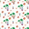 Seamless pattern with fun hippos on vacation