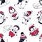 Seamless pattern with funny baby penguins dressed