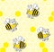 Seamless pattern of funny bees.