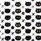 Seamless pattern funny black cat face isolated on white background. simple ornament, Can be used for Gift wrap, fabrics,