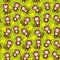 Seamless pattern with funny brown monkey, yellow