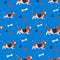 Seamless pattern with funny cartoon basset hound. Background with cute family dog.