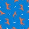 Seamless pattern with funny cartoon style icon of rhodesian ridgeback. Simple background with cute family dog