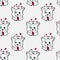 Seamless pattern funny cat cartoon pet, kitty,silly kitten, doodle headache , silly face, dizzy cat