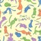 Seamless pattern with funny cats