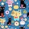 Seamless pattern with funny cats