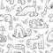 Seamless pattern with funny cats. Background with domestic pets