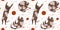 Seamless pattern with funny cats with balls of yarn.