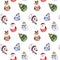 Seamless pattern with funny Christmas characters