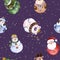 Seamless pattern with funny Christmas characters