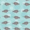 Seamless pattern with funny cute narwhal animal on