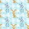 seamless pattern with funny dog and white bones.