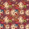 Seamless pattern with funny drinking christmas deer,
