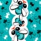 Seamless pattern with funny flies