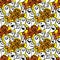 Seamless pattern with funny ghost. Happy Halloween background.