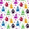 Seamless pattern with funny jelly characters