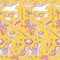 Seamless pattern with funny magic elements. Unicorn, wizard and miracle. Vector background