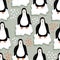 Seamless Pattern with Funny Penguins on Ice Floes