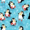 Seamless pattern with funny penguins and snowflakes