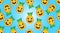 Seamless pattern with funny pineapples. Fruit funny background illustration