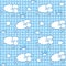 Seamless pattern with funny sheeps and clouds