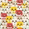 Seamless pattern with funny skulls.