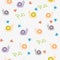 Seamless pattern of funny snails, flowers and twigs