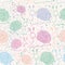 Seamless pattern with funny snails. Pastel colors background. Vector